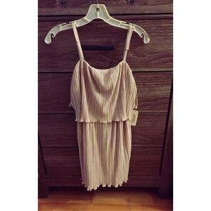 Champagne colored “gasby style” dress.